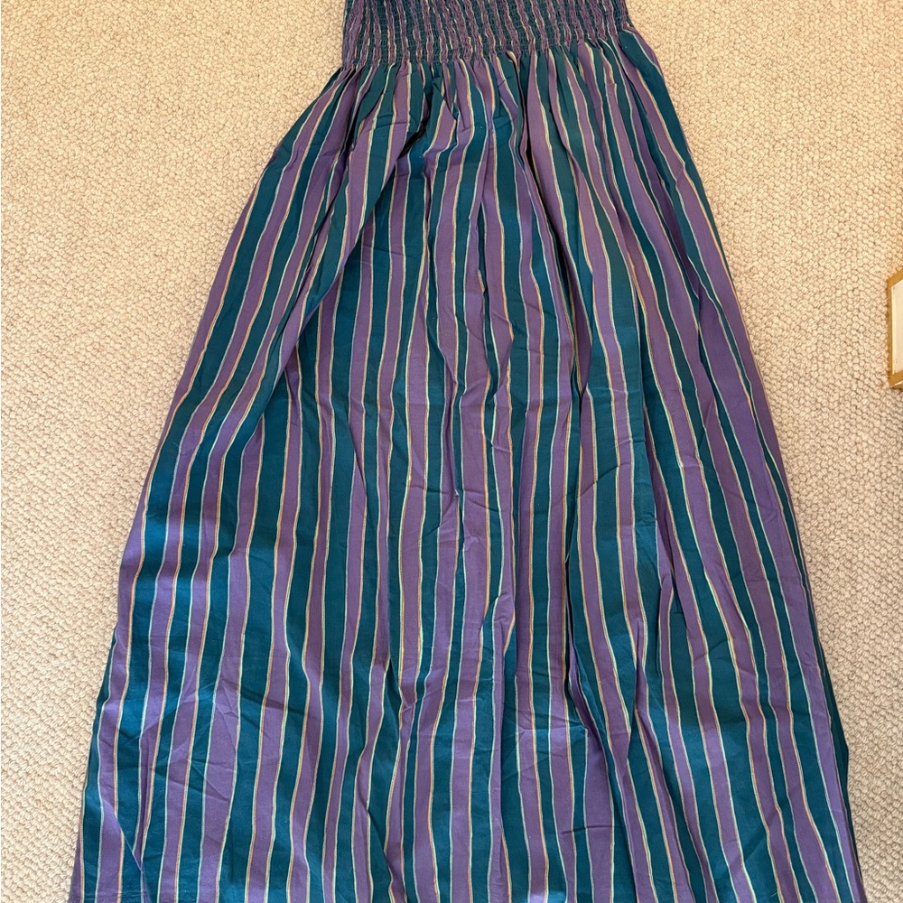 Natalie Martin Purple and Green Striped Maxi Skirt